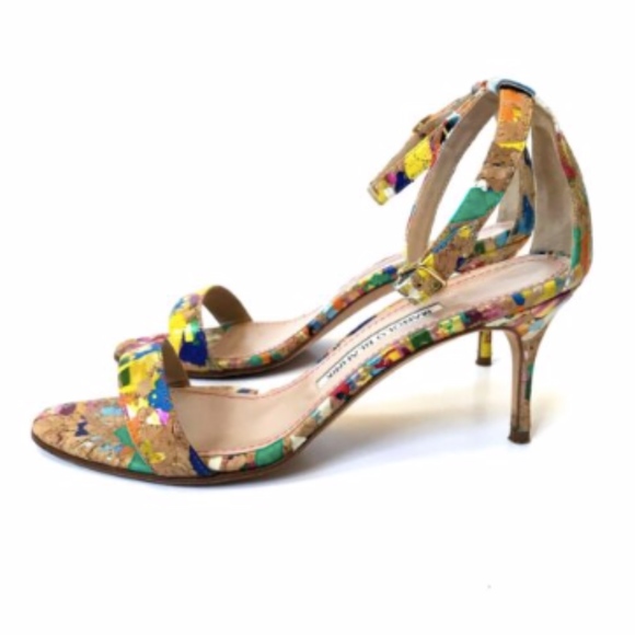 Manolo Blahnik Shoes - Manolo Blahnik Chaos Paint Splatter Heels Sandals